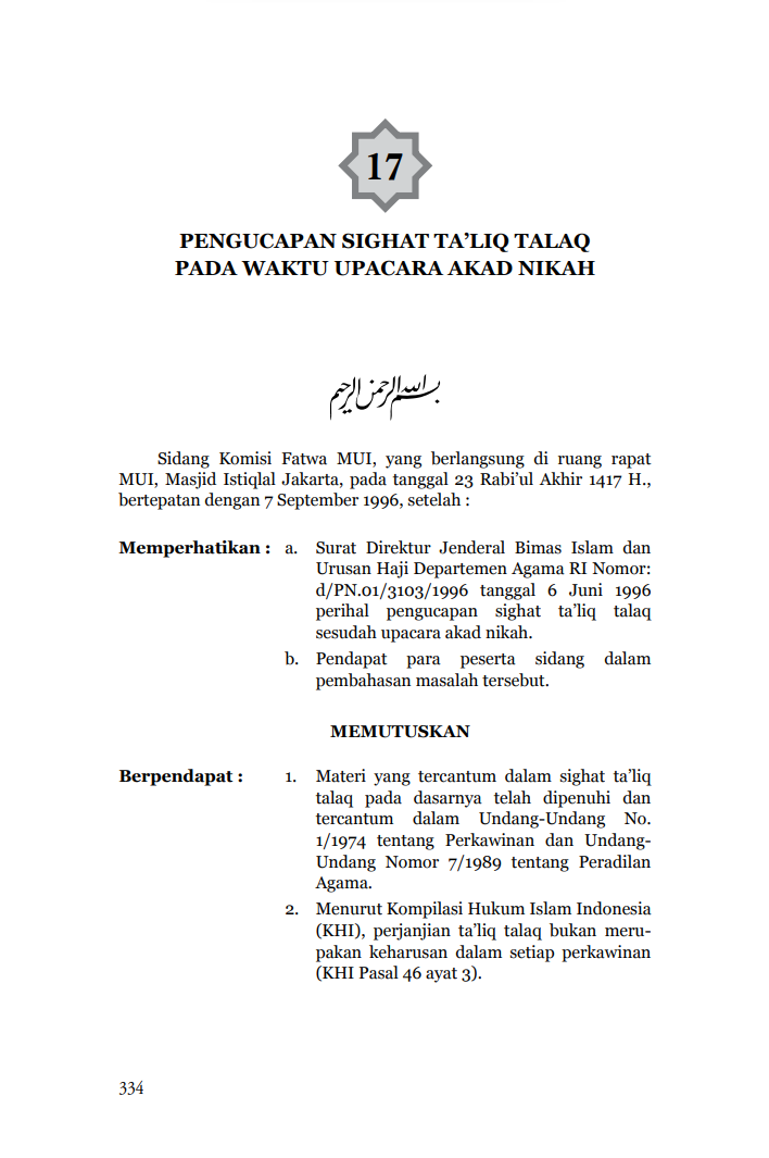 PENGUCAPAN SIGHAT TA’LIQ TALAQ PADA WAKTU UPACARA AKAD NIKAH